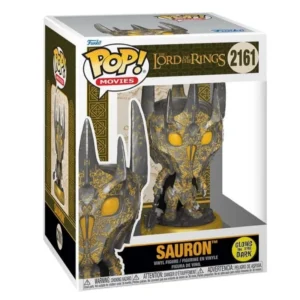 Funko Pop Premium Sauron 2161 GITD The Lord of the Rings en su caja original, vista lateral.
