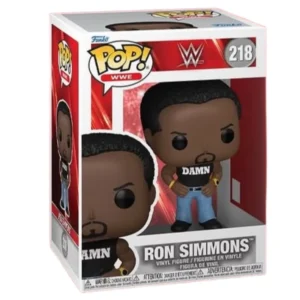 Funko Pop Ron Simmons 218 WWE en su caja original, vista lateral.