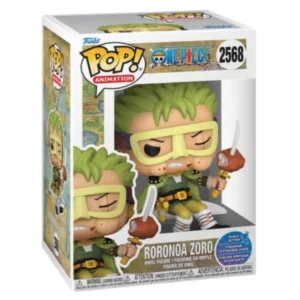 Funko Pop Roronoa Zoro 2568 One Piece en su caja original, vista lateral