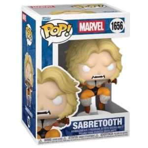Funko Pop Sabretooth 1656 Marvel en su caja original, vista lateral
