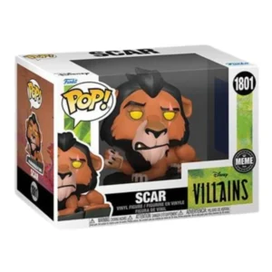 Funko Pop Scar 1801 MEME Disney Villains en su caja original, vista lateral.