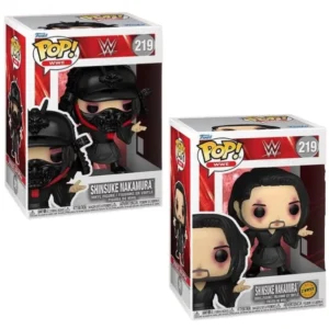 Funko Pop Shinsuke Nakamura 219 Bundle WWE en sus cajas originales, vista lateral.