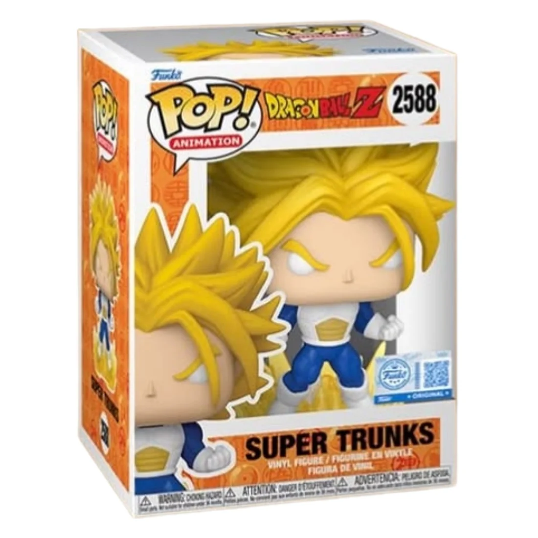 Funko Pop Super Trunks 2588 SE Dragon Ball en su caja original, vista lateral