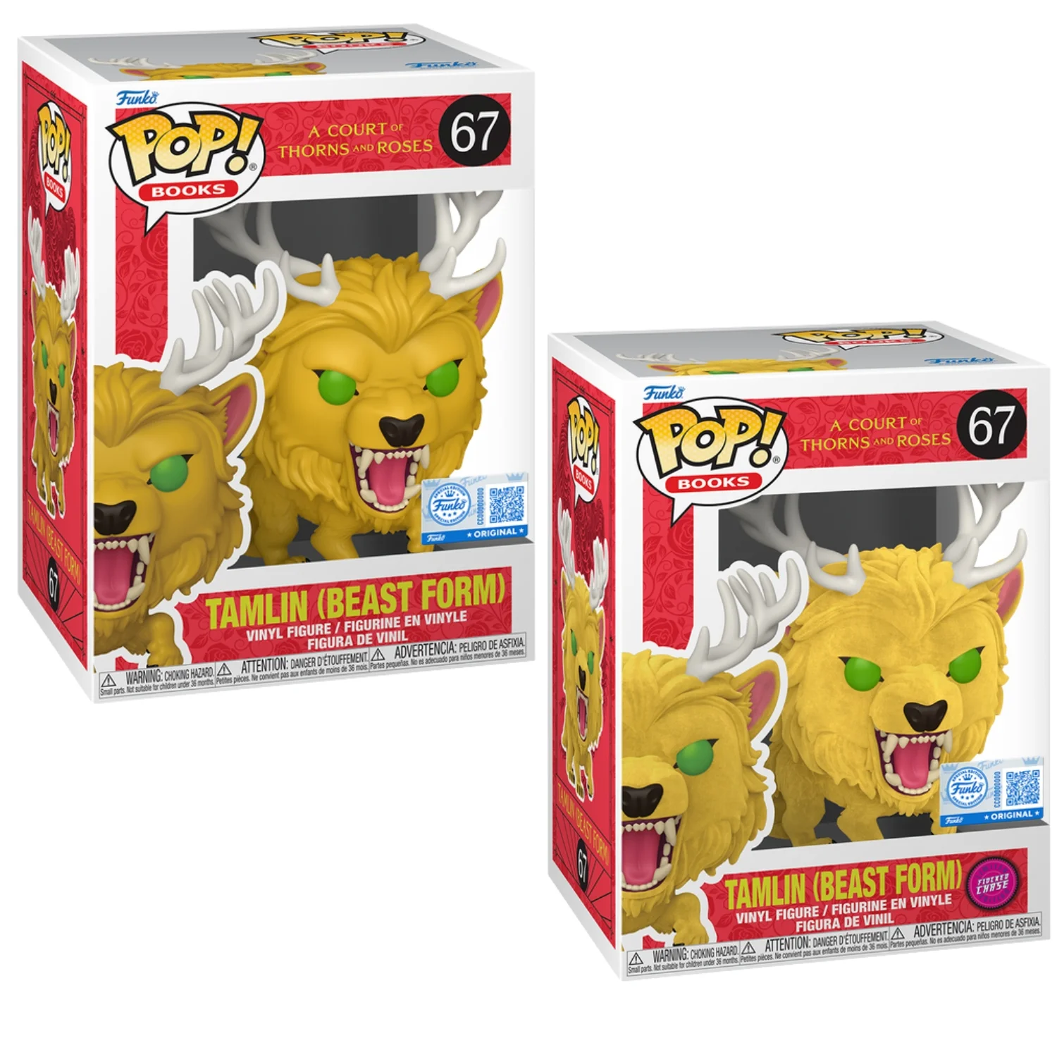 Funko Pop Tamlin (Beast Form) 67 SE Bundle A Court of Thorns and Roses en cajas originales, vista lateral