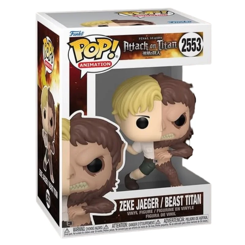 Funko Pop Zeke Jaeger/Beast Titan 2553 Attack On Titan en su caja original, vista lateral.