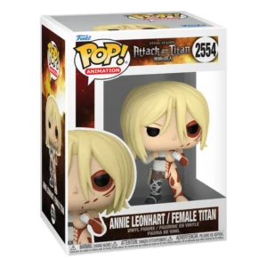 Funko Pop Annie Leonhart/Female Titan 2554 Attack On Titan en su caja original, vista lateral.