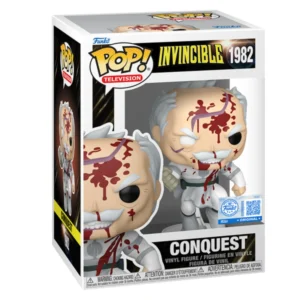 Funko Pop Conquest 1982 SE Invincible en su caja original, vista lateral.