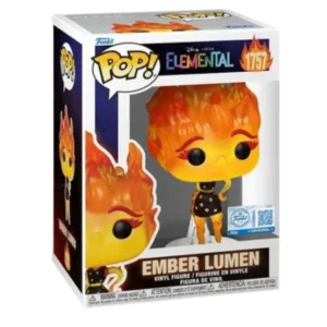 Funko Pop Ember Lumen 1757 SE Elemental en su caja original, vista lateral