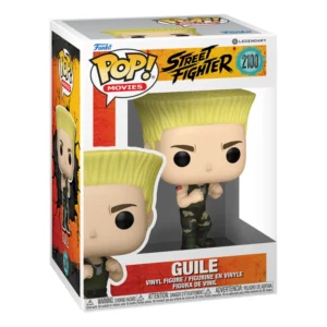 Funko Pop Guile 2100 Street Fighter en su caja original, vista lateral.