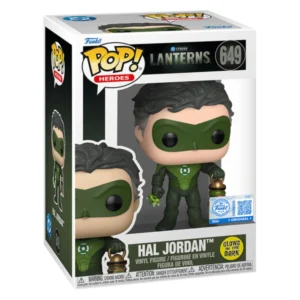 Funko Pop Hal Jordan 649 SE GITD Lanterns en su caja original, vista lateral.
