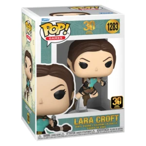 Funko Pop Lara Croft 1283 Tomb Raider en su caja original, vista lateral.