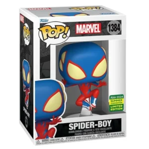 Funko Pop Spider-Boy 1384 SDCC 2024 Marvel en su caja original, vista lateral