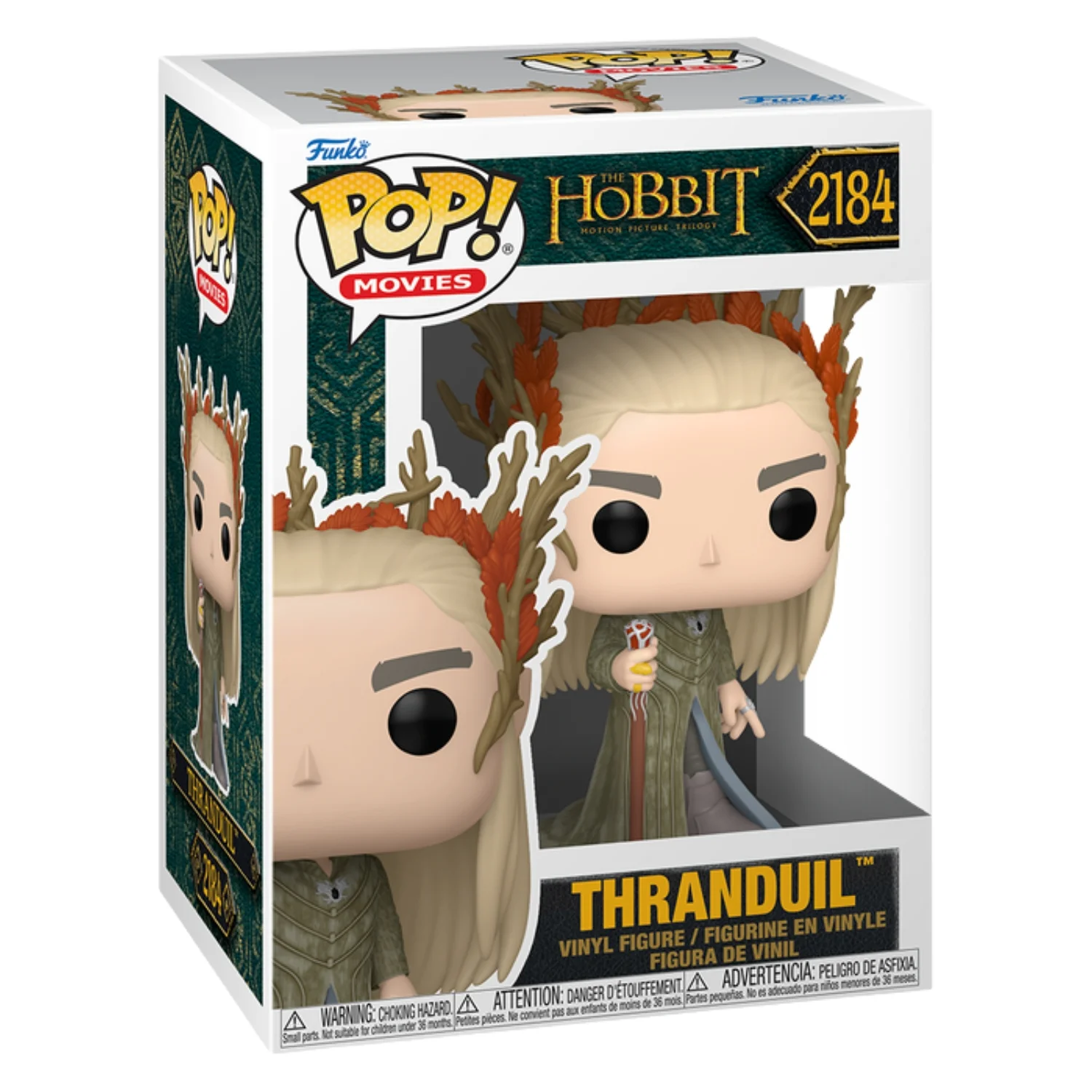 Funko Pop Thranduil 2184 The Hobbit en su caja original, vista lateral.
