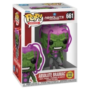 Funko Pop Absolute Brainiac 661 GITD DC Comics en su caja original, vista lateral