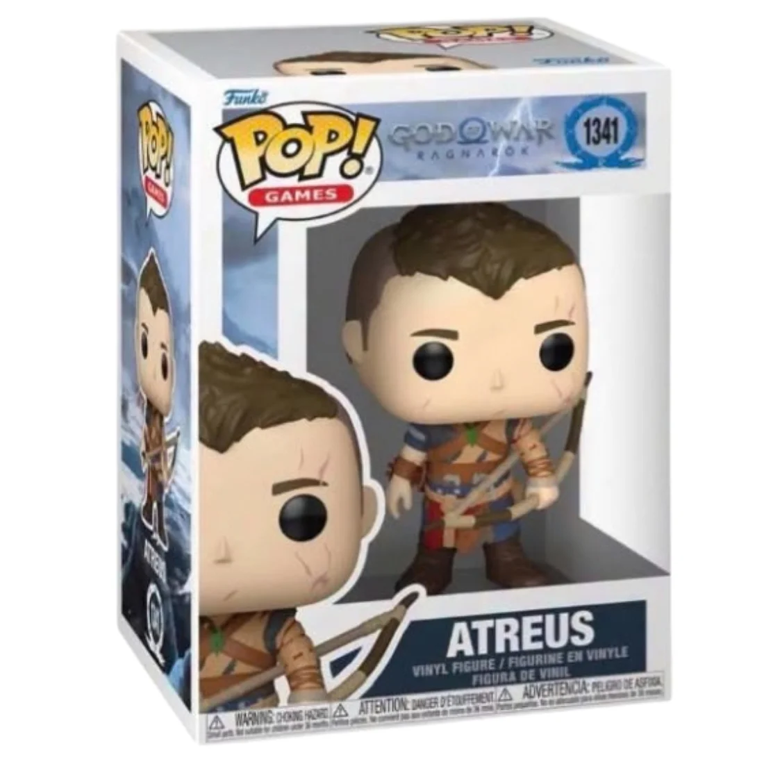 Funko Pop Atreus 1341 God Of War Ragnarok en su caja original, vista lateral