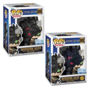 Funko Pop Berserk Asta 2620 SE Bundle Black Clover en sus cajas originales, vista lateral