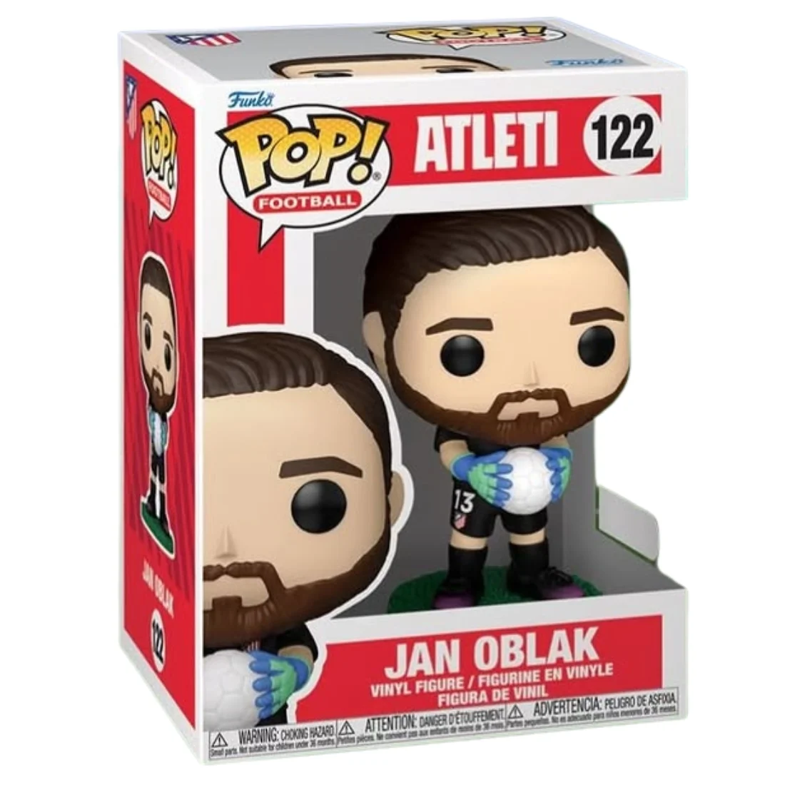Funko Pop Jan Oblak 122 Atleti Fútbol en su caja original, vista lateral