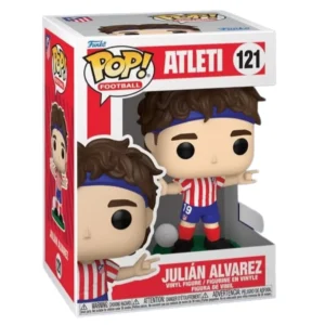 Funko Pop Julián Alvarez 121 Atleti Fútbol en su caja original, vista lateral