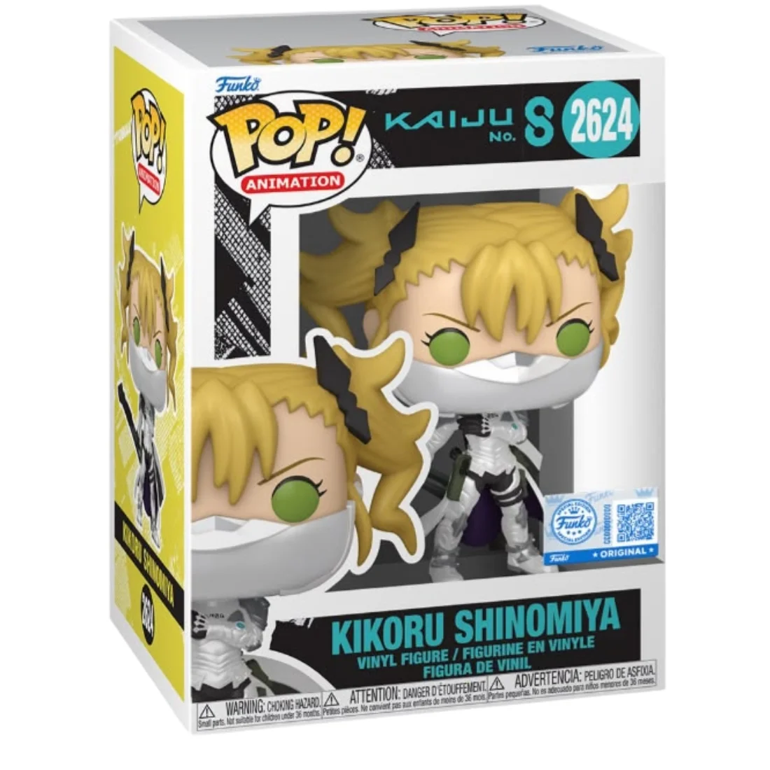 Funko Pop Kikoru Shinomiya 2624 SE Kaiju No. 8 en su caja original, vista lateral