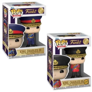 Funko Pop King Charles III 106 Bundle Royals en sus cajas originales, vista lateral