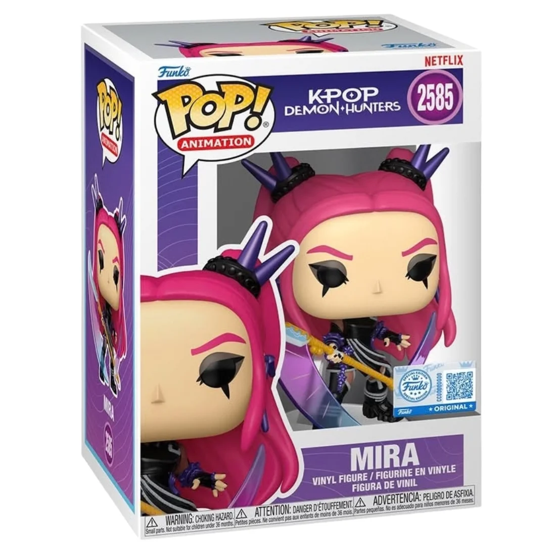 Funko Pop Mira 2585 SE K-Pop Demon Hunters en su caja original, vista lateral