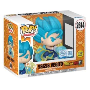 Funko Pop SSGSS Vegito 2614 SE GITD Dragon Ball en su caja original, vista lateral