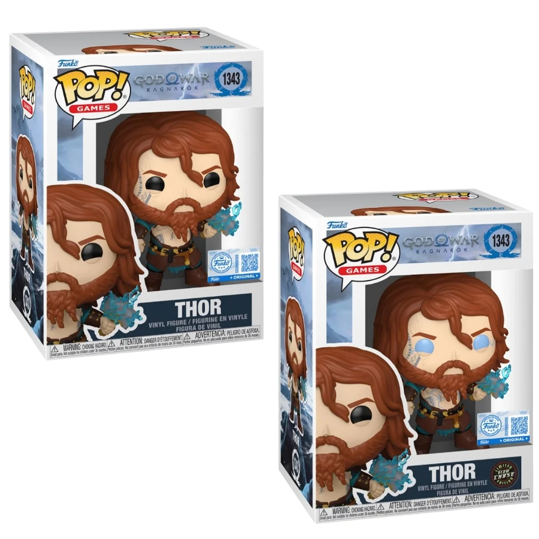 Funko Pop Thor 1343 SE Bundle God Of War Ragnarok en sus cajas originales, vista lateral