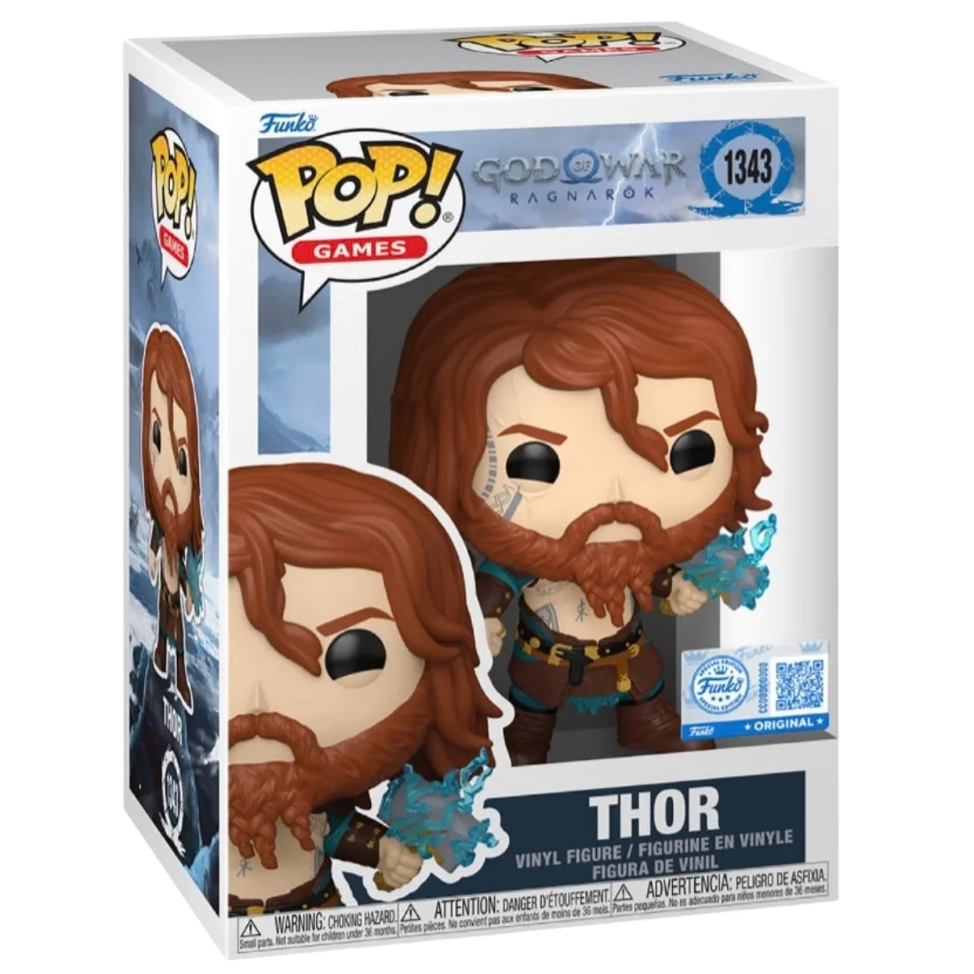 Funko Pop Thor 1343 SE God Of War Ragnarok en su caja original, vista lateral
