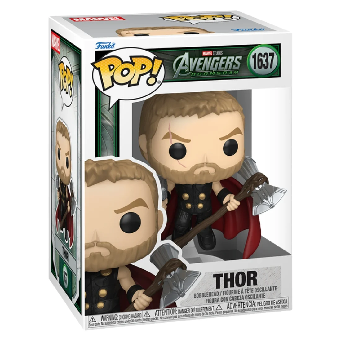Funko Pop Thor 1637 Avengers Doomsday Marvel en su caja original, vista lateral