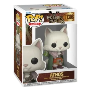 Funko Pop Athos 1308 Monster Hunter en su caja original, vista lateral