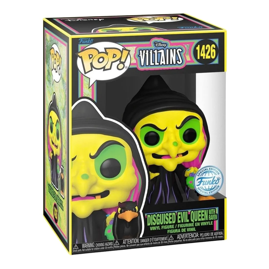 Funko Pop Disguised Evil Queen 1426 SE Disney Villains en su caja original, vista lateral