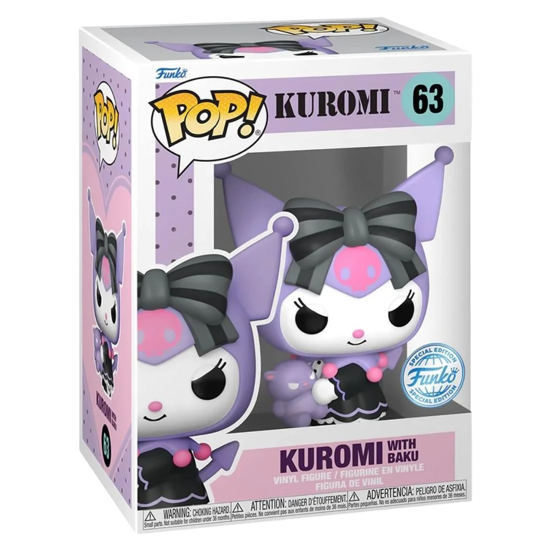 Funko Pop Kuromi with Baku 63 SE Sanrio en su caja original, vista lateral