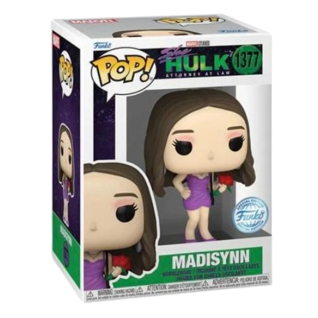 Funko Pop Madisynn 1377 SE Hulk en su caja original, vista lateral
