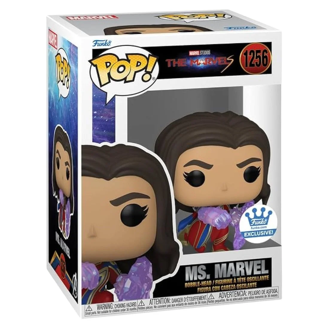 Funko Pop Ms Marvel 1256 SE The Marvels en su caja original, vista lateral