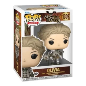 Funko Pop Olivia 1309 Monster Hunter en su caja original, vista lateral