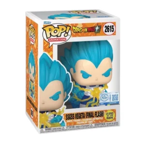 Funko Pop SSGS Vegeta (Final Flash) 2615 SE GITD Dragon Ball en su caja original, vista lateral